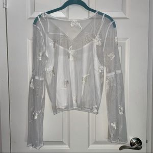 Sheer lace over cami top